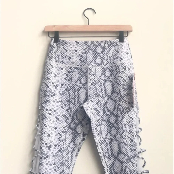 New Good American Snake print Legging Foil Zig Zag Python mesh detail activewear - Picture 7 of 15